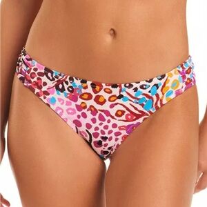 Jessica Simpson Bikini Bottom Vibrant Multicolor Animal Print Hipster Swimsuit